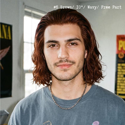 Men's Custom Human Hair Lace Front Wig, Curly or Wavy