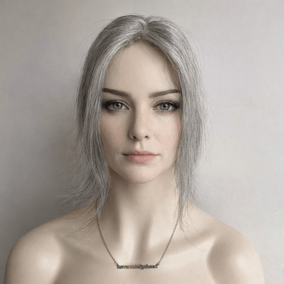 Women Silver Gray Salt And Pepper Human Hair Topper For Thinning Hair Straight Clip-In