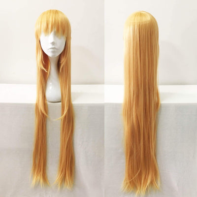 Women Light Orange Extra Long Straight Fringe Bangs Cosplay Wig