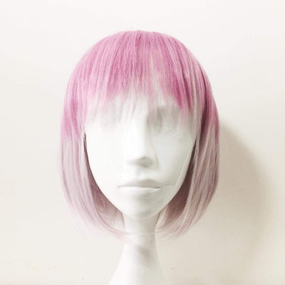 Women Pink Two Tone Short Straight Bob Fringe Bangs Wig