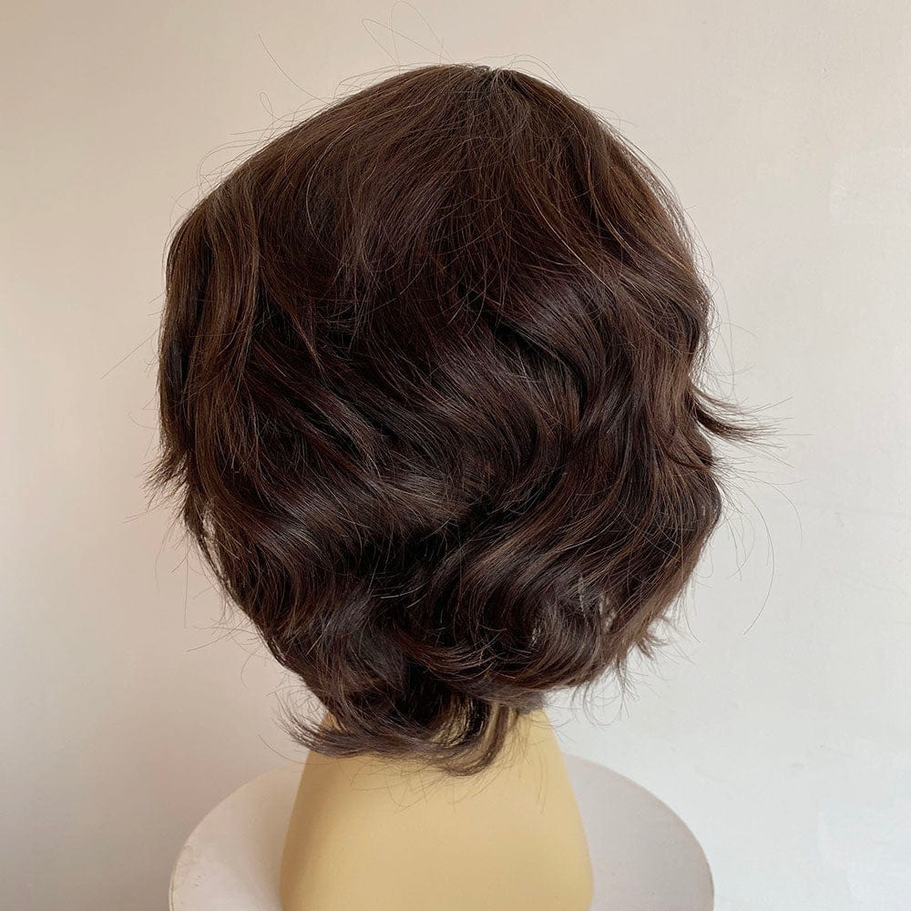 nevermindyrhead Dark Brown Human Hair Kids Wig Short Hair Bangs For Boy Children Chemo Cosplay