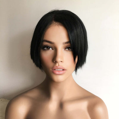Jet Black Human Hair Wig For Women Lace Front Wig 13X6