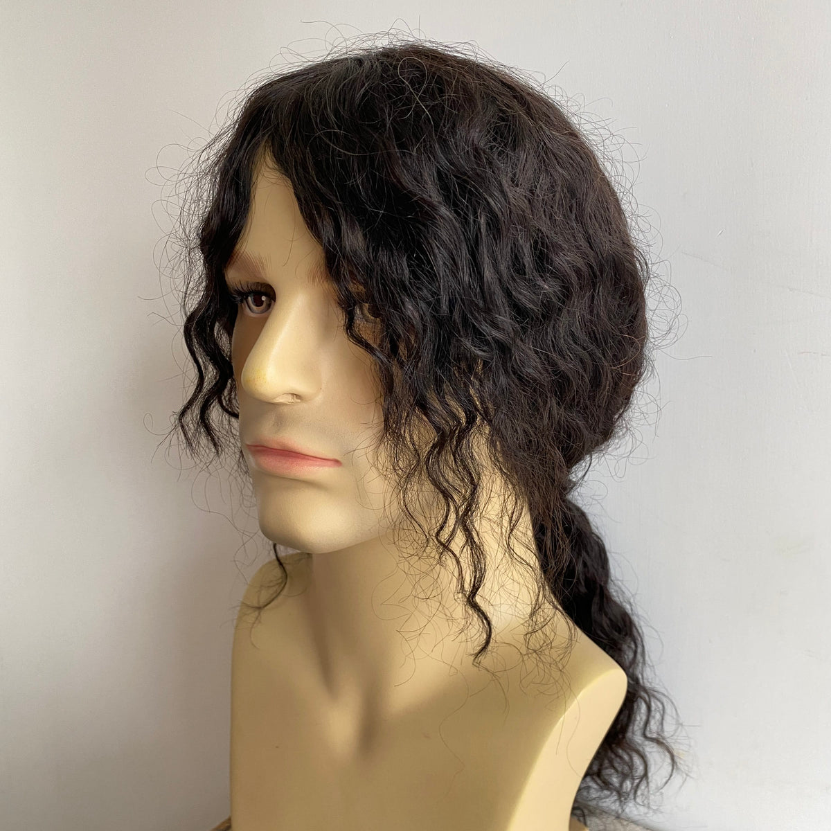 nevermindyrhead Men Black Long Curly Human Hair Wig 80s Legend Pop Icon Inspired Tribute Cosplay