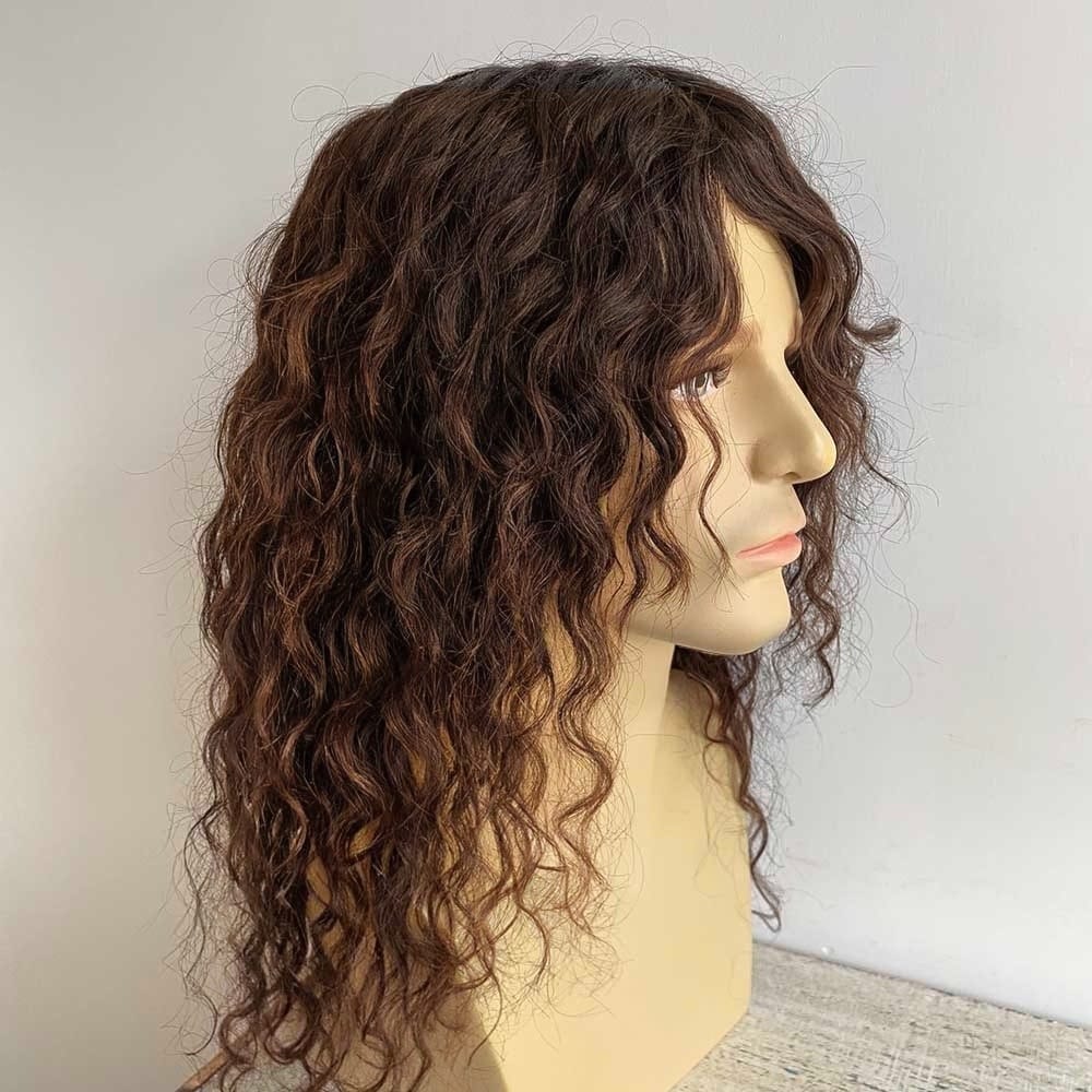 nevermindyrhead Men Black Long Curly Human Hair Wig 80s Legend Pop Icon Inspired Tribute Cosplay Brown