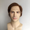 Men Dark Brown Human Hair Wig Lace Front Short Straight Hair 13X6