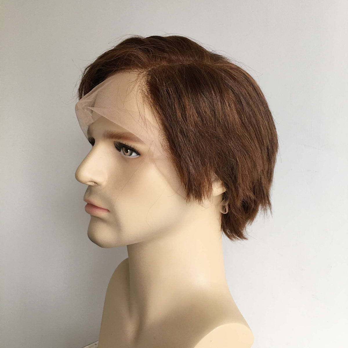 nevermindyrhead Men Dark Brown Human Hair Wig Lace Front Short Straight Hair 13 X 6