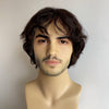 Men Human Hair Foam Wig Black 13X6 Lace Front Curly Short With Bangs Cosplay Costume