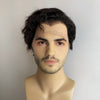 Men Human Hair Wig Black 13X6 Lace Front Short Curly Widows Peak Hairline