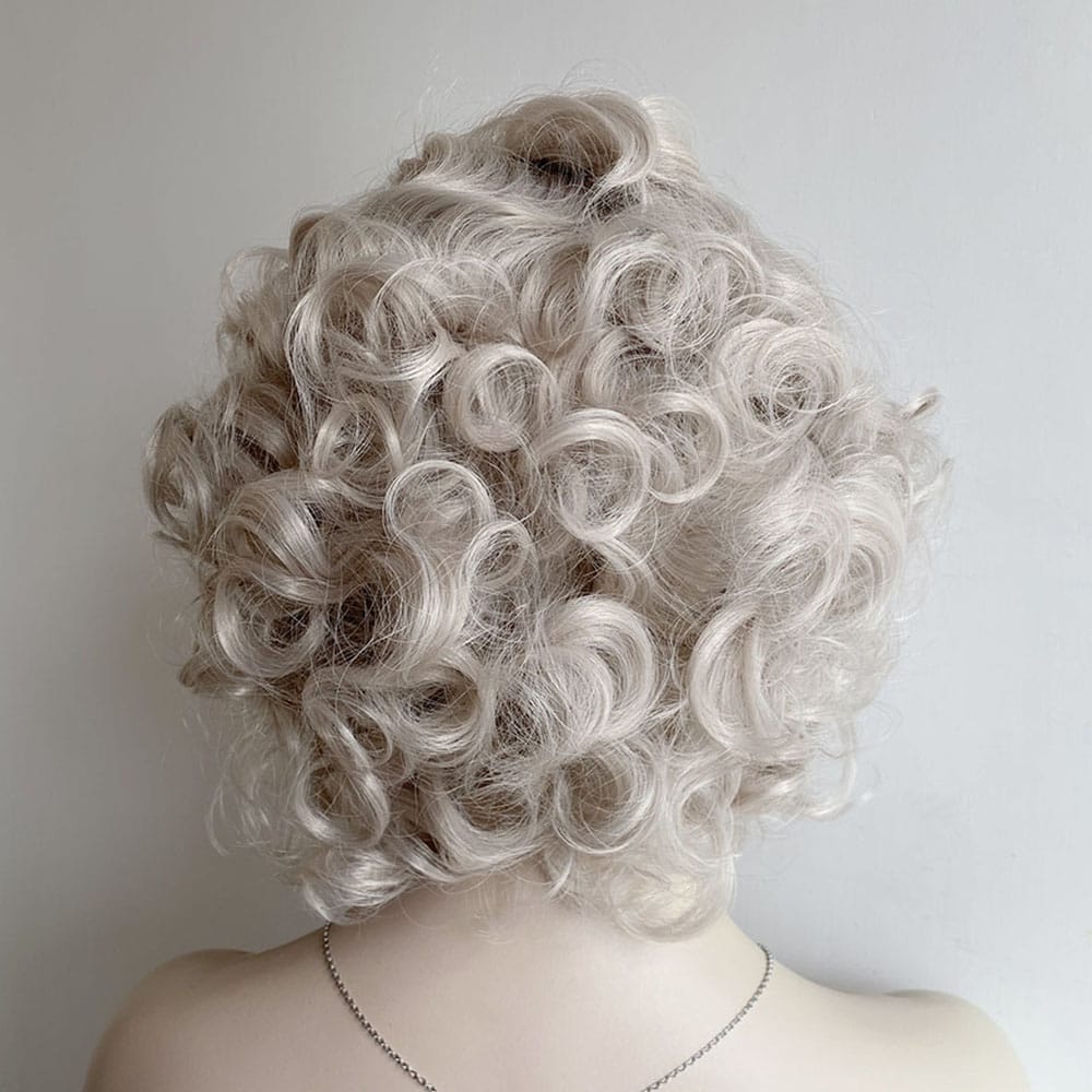 nevermindyrhead Silver Gray Hair Wig For Women Lace Front Short Curly Marilyn Style Widow's Peak