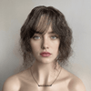 Women Dark Gray Human Hair Topper Salt Pepper For Thinning Hair Curly Clip-In Bangs