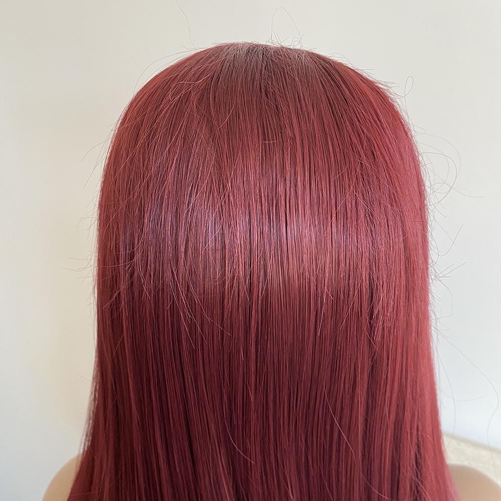 nevermindyrhead Women Lace Front Wig Burgundy Dark Wine Red Long Straight Middle Part