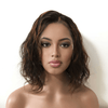 Damen Natürliche Schwarz-Braun Highlight Echthaar 13X6 Lace Front Lockige Seitenpartie Perücke