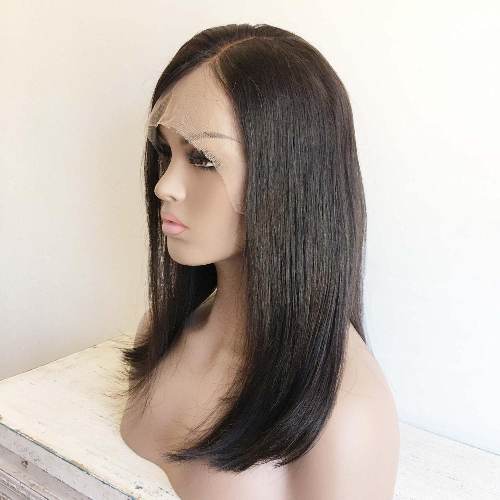 nevermindyrhead Women Natural Black Human Hair 13X6 Lace Front Wig Long Straight Hair Side Part