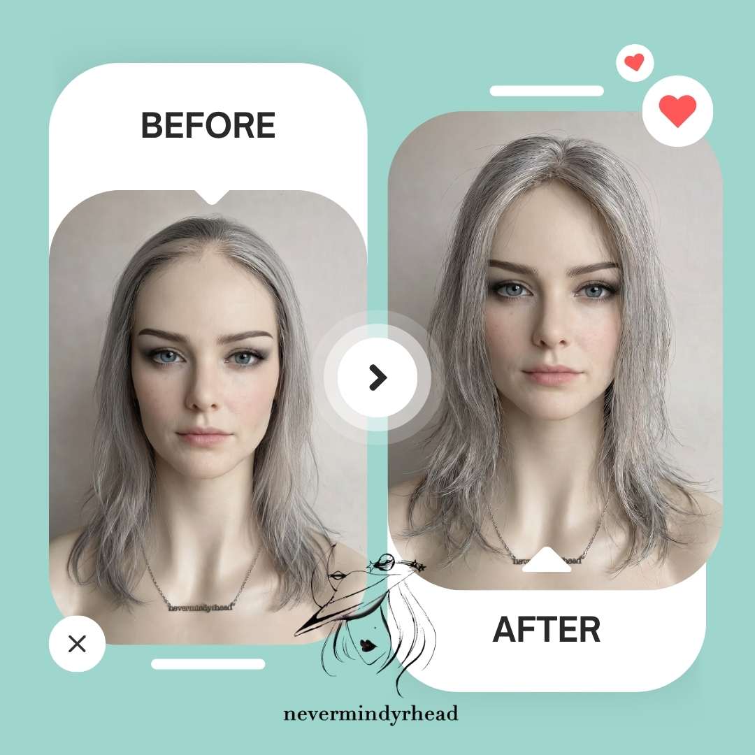 nevermindyrhead Women Silver Gray Salt And Pepper Human Hair Topper For Thinning Hair Straight Clip-In