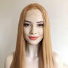 Perruque en dentelle avant fraise blonde pour femme, partie centrale, cheveux longs et lisses