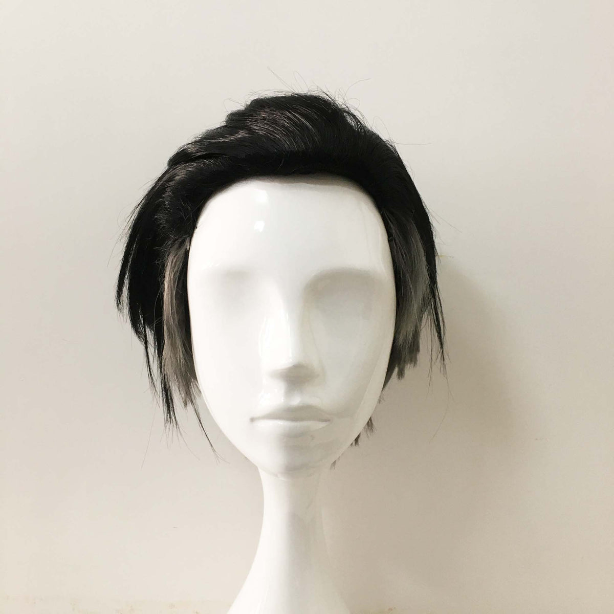 nevermindyrhead Men Black Gray Two Tone Men Undercut Slicked Back Layer Short Wig
