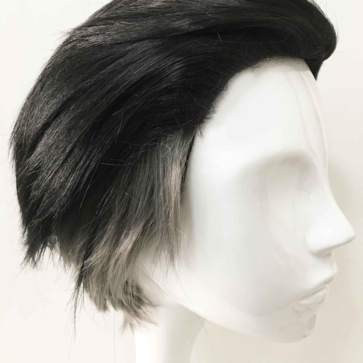 nevermindyrhead Men Black Gray Two Tone Men Undercut Slicked Back Layer Short Wig
