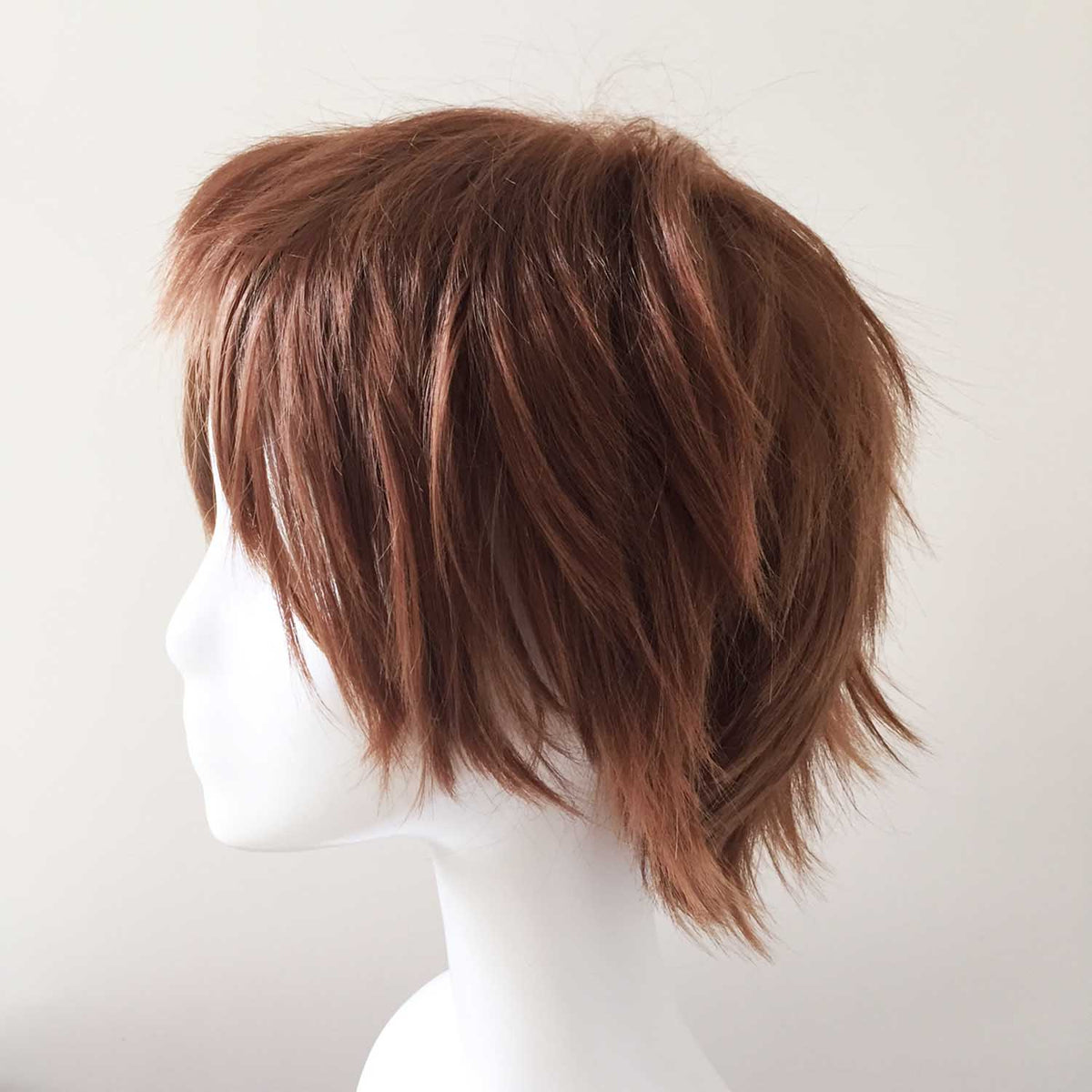 nevermindyrhead Men Brown Short Straight Fringe Bangs Layered Cosplay Wig