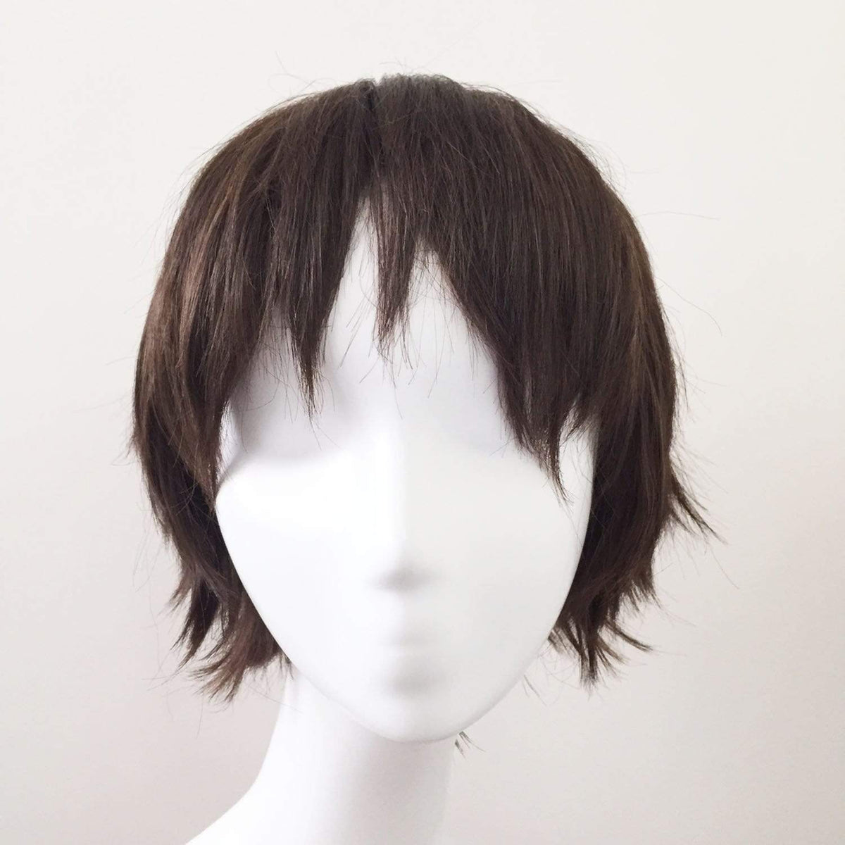 nevermindyrhead Men Dark Brown Short Straight Fringe Bangs Cosplay Wig