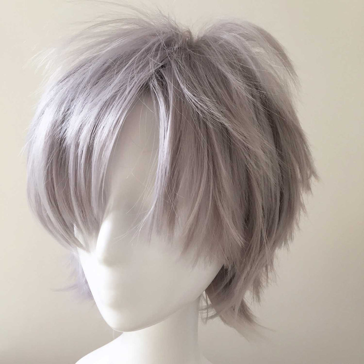 nevermindyrhead Men Gray Short Straight Fringe Bangs Cosplay Wig