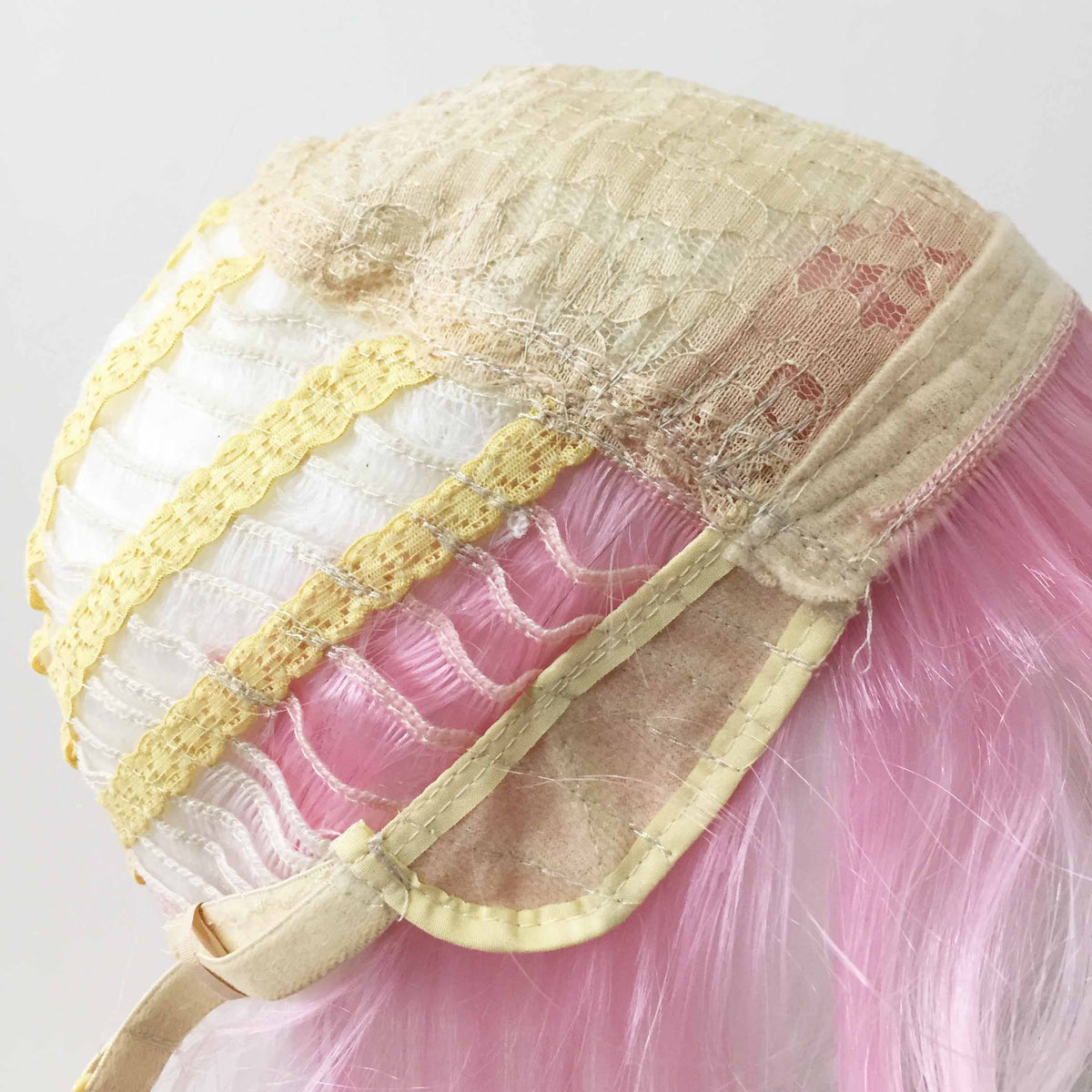 nevermindyrhead Men Pink White Two Tone Short Straight Long Bangs Cosplay Wig