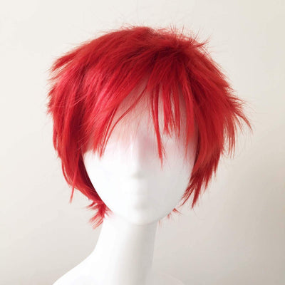 Men Red Short Straght Fringe Bangs Cosplay Wig