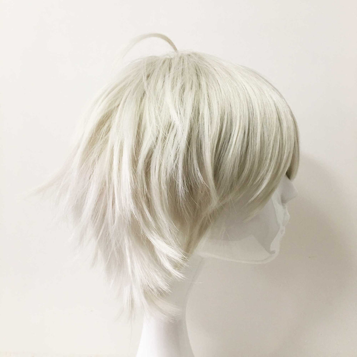 nevermindyrhead Men Silver White Short Straight Long Bangs CosplayWig