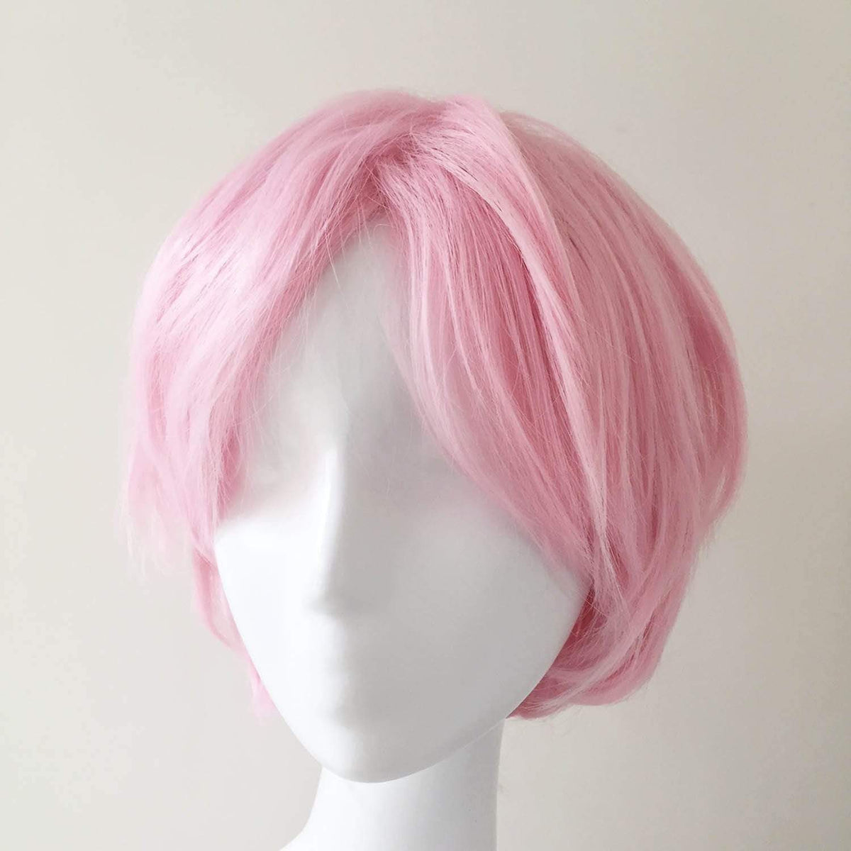 nevermindyrhead Men Unisex Pink Short Straight Fringe Bangs Cosplay Wig