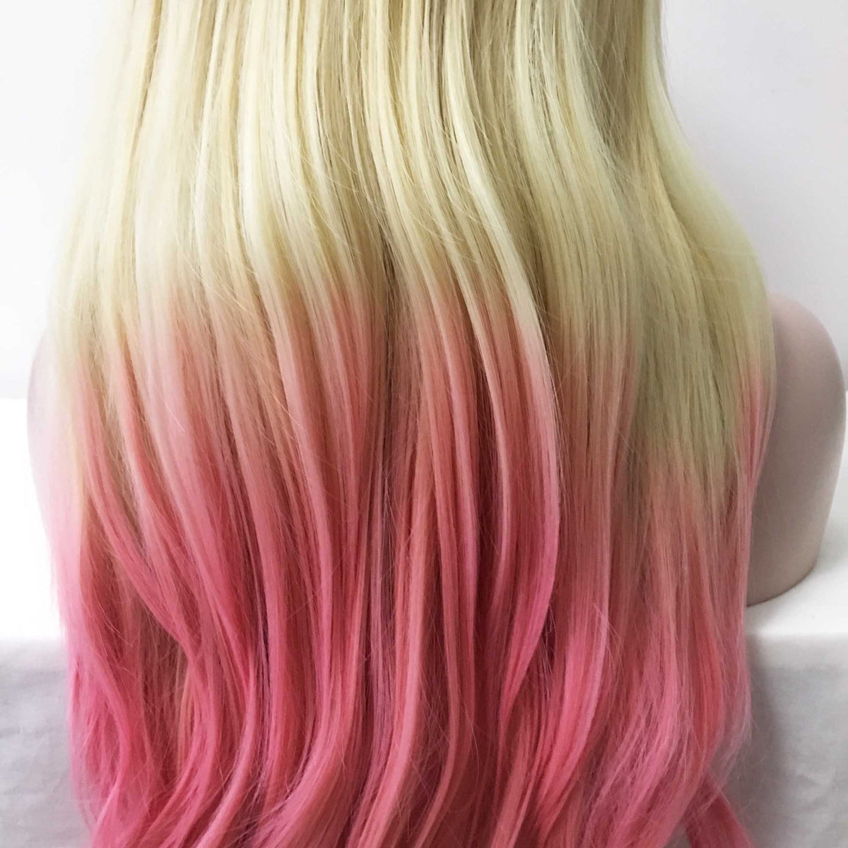 nevermindyrhead Women Blonde Ombre Pink Dark Root Lace Front Long Straight Middle Part Wig