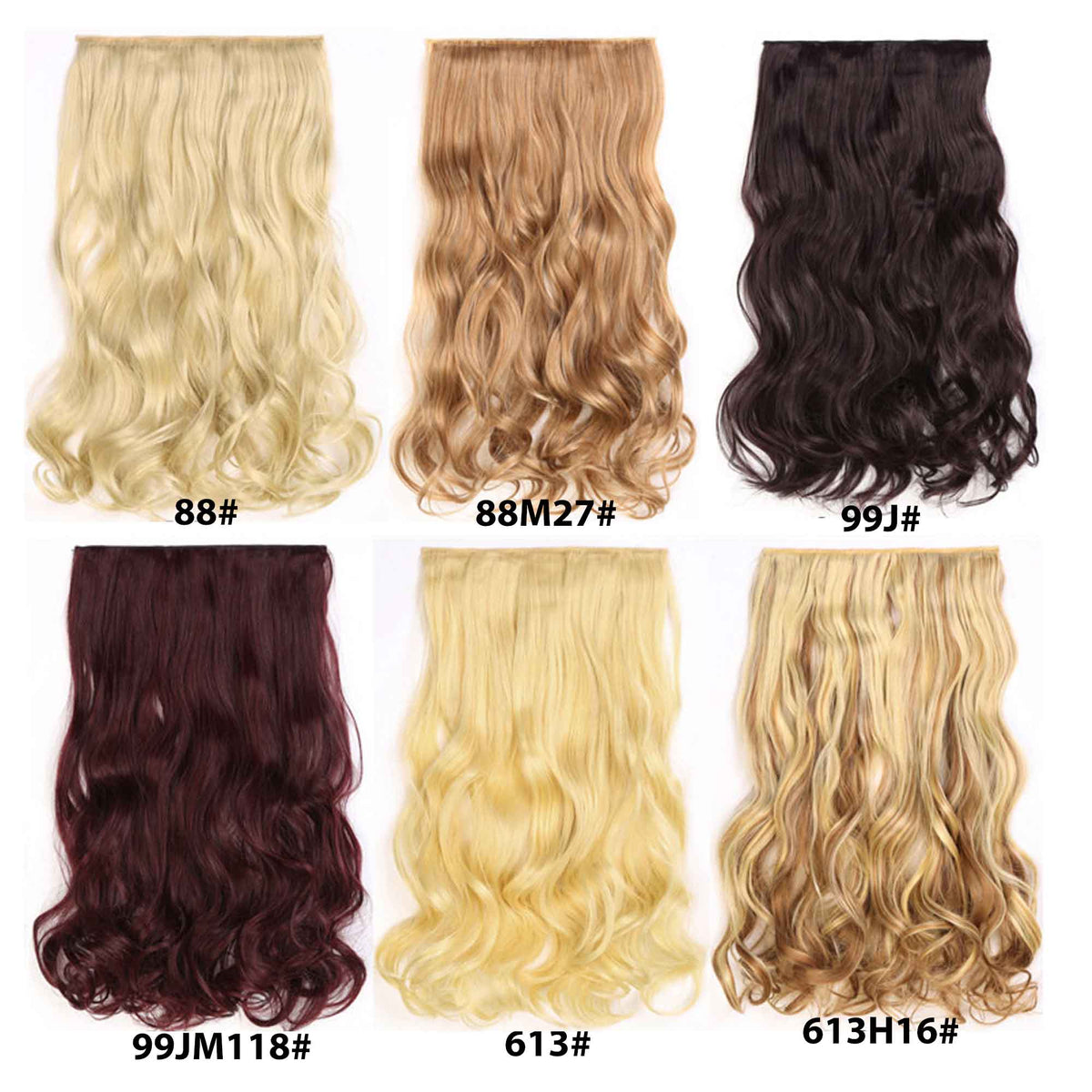 nevermindyrhead Women Clip In 3/4 Full Head Long Curly Synthetic Hair Extensions 5 Clips 24