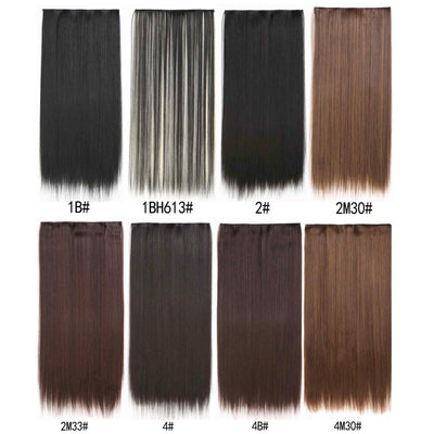 Women Clip In 3/4 Full Head Long Straight Synthetic Hair Extensions 5 Clips 24