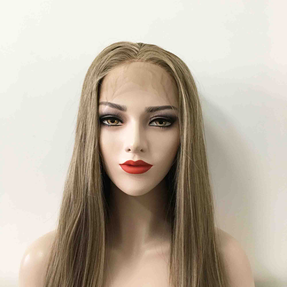 nevermindyrhead Women Dark Ash Blonde Lace Front Long Straight Middle Part Wig