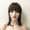 Women Dark Brown Medium Length Straight Fringe Bangs Mullet Wolf Cut Wig