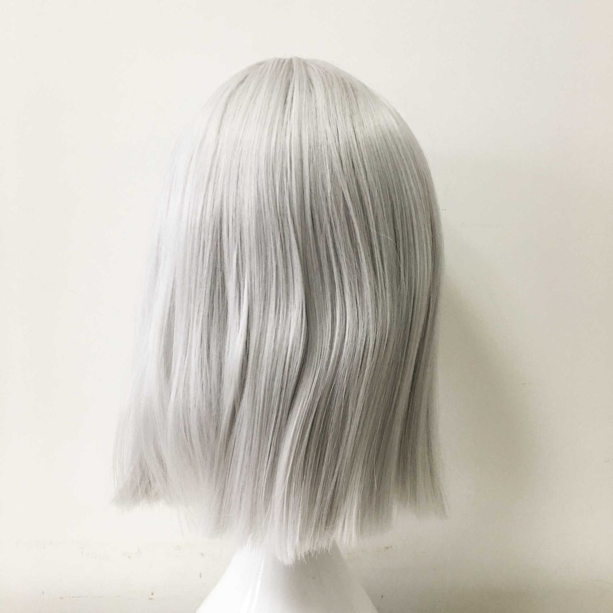 nevermindyrhead Women Gray Medium Length Straight Bob Blunt Bangs Cosplay Wig