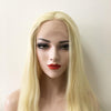 Perruque Femme Longue Droite Blonde Clair à Dentelle Frontale Raie au Milieu