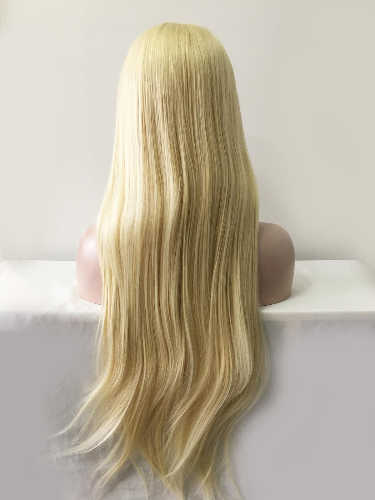 nevermindyrhead Women Lace Front Light Blonde Middle Part Long Soft Straight Hair Wig