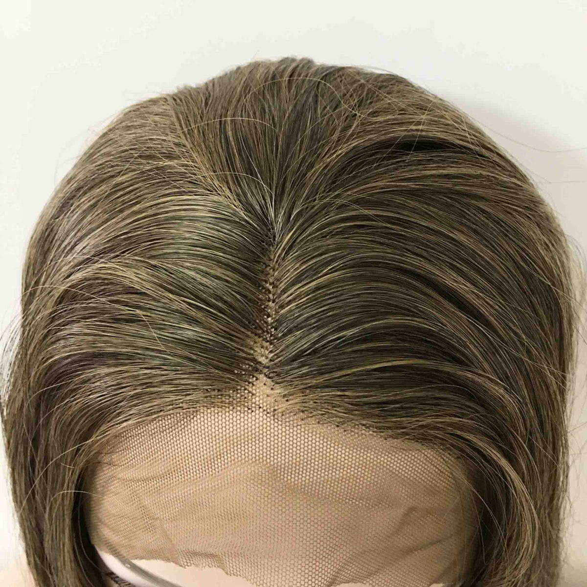 nevermindyrhead Women Lace Front Very Dark Brown Ash Blonde Highlight Long Straight Middle Part Wig