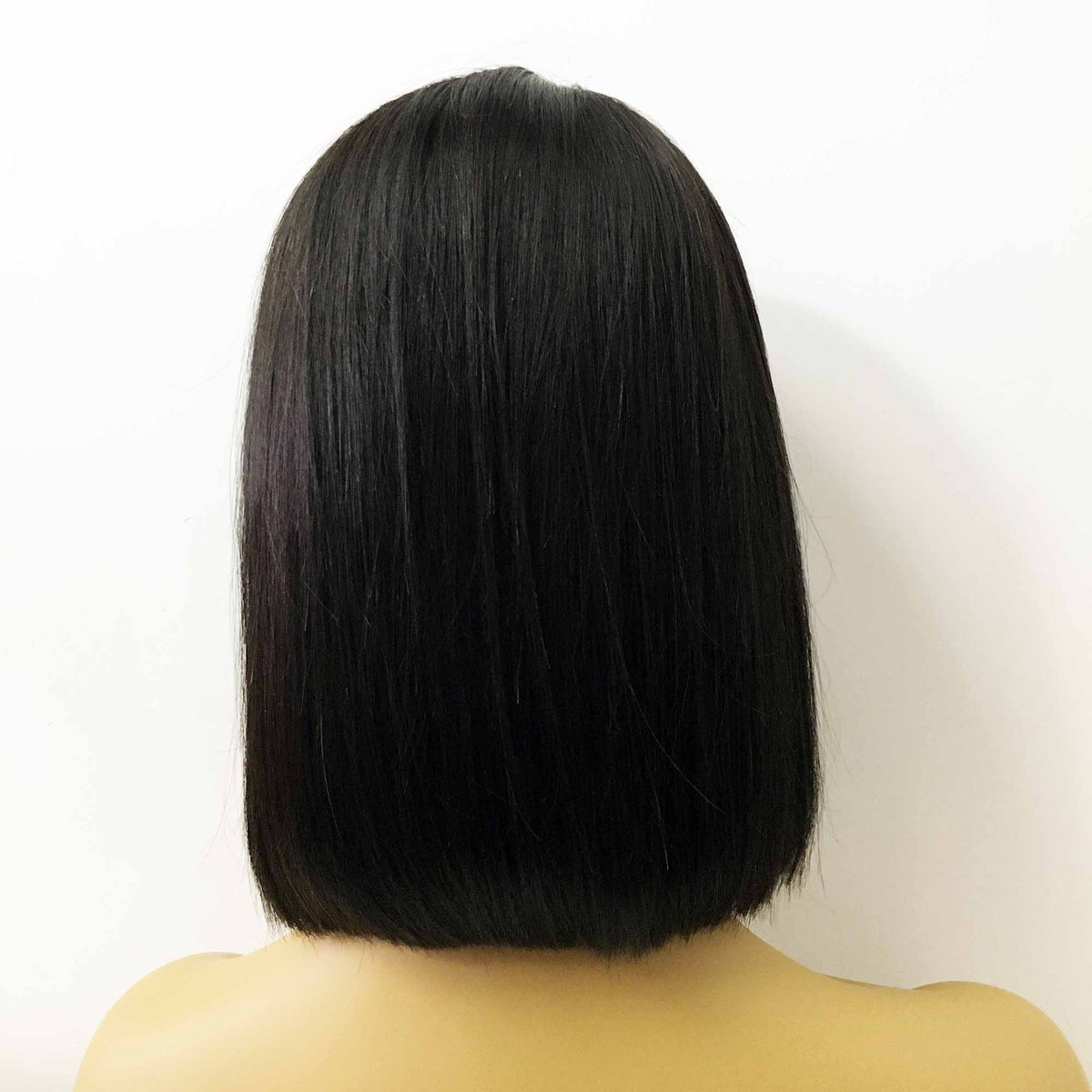 nevermindyrhead Women Natural Black Human Hair 13X6 Lace Front Medium Length Straight Side Part Wig