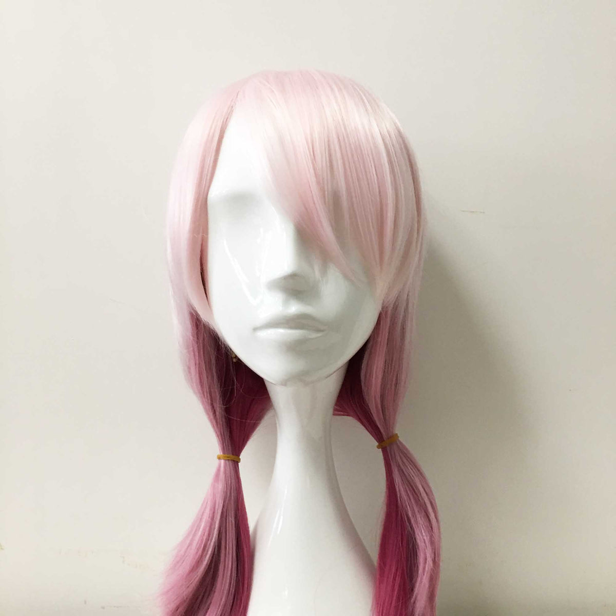 nevermindyrhead Women Pink Ombre Long Straight Ponytails Fringe Bangs Cosplay Wig