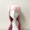 Women Pink Ombre Long Straight Ponytails Fringe Bangs Cosplay Wig