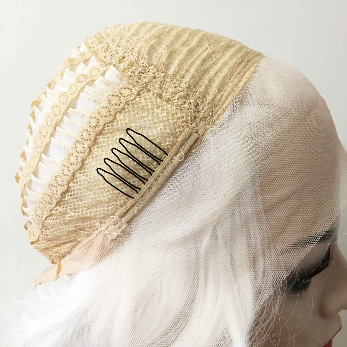 nevermindyrhead Women Snow White Lace Front Short Curly Vintage Style Slicked Back Wig