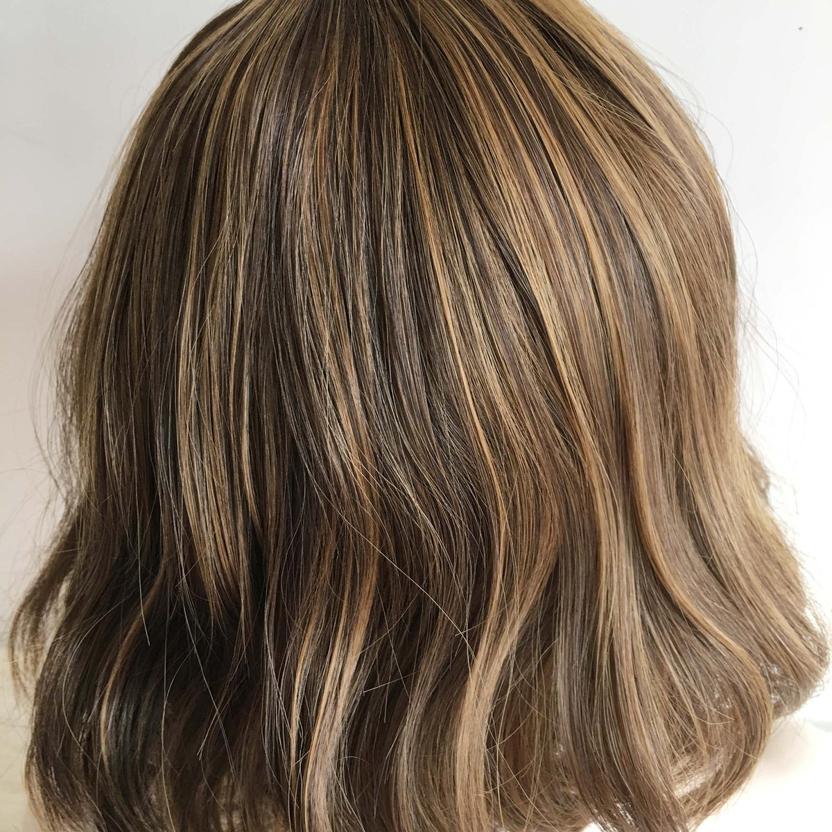 nevermindyrhead Women Very Dark Brown Blonde Highlight Curly Bob Short Fringe Bangs Short Hair Wig